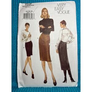 Vogue sewing pattern 9928 straight skirt knee midi 14 16 18